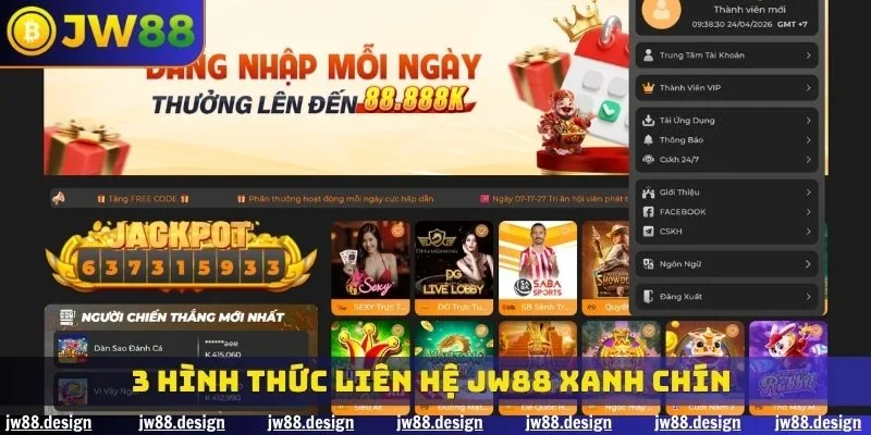 3 hình thức liên hệ JW88 xanh chín