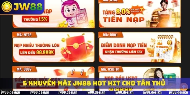 5 khuyến mãi JW88 hot hit cho tân thủ