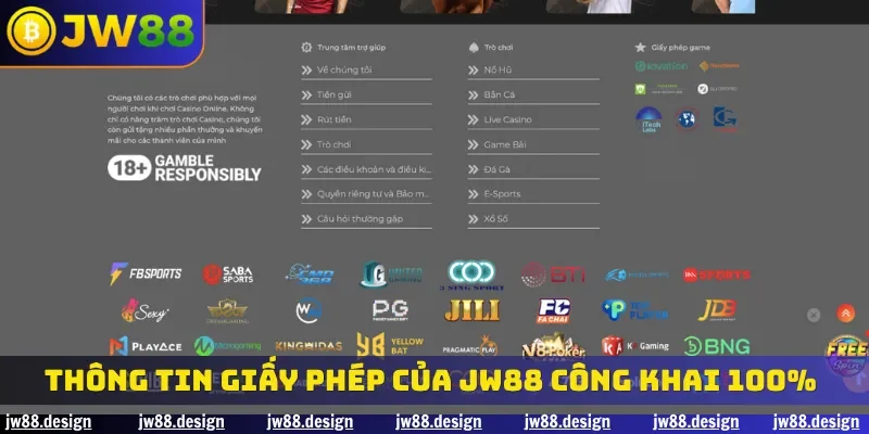 Thông tin giấy phép của JW88 công khai 100%